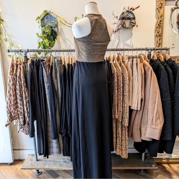 NWT Hericher Beverly Maxi Knit Dress in Shimmery Brown Gold / Black Size Medium - Picture 3 of 3